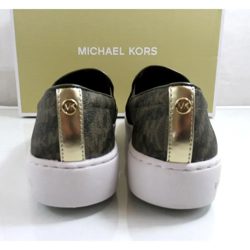 Michael Kors Keaton Slip On Sneakers MK Signature Olive Green Size 7.5 - Picture 6 of 8